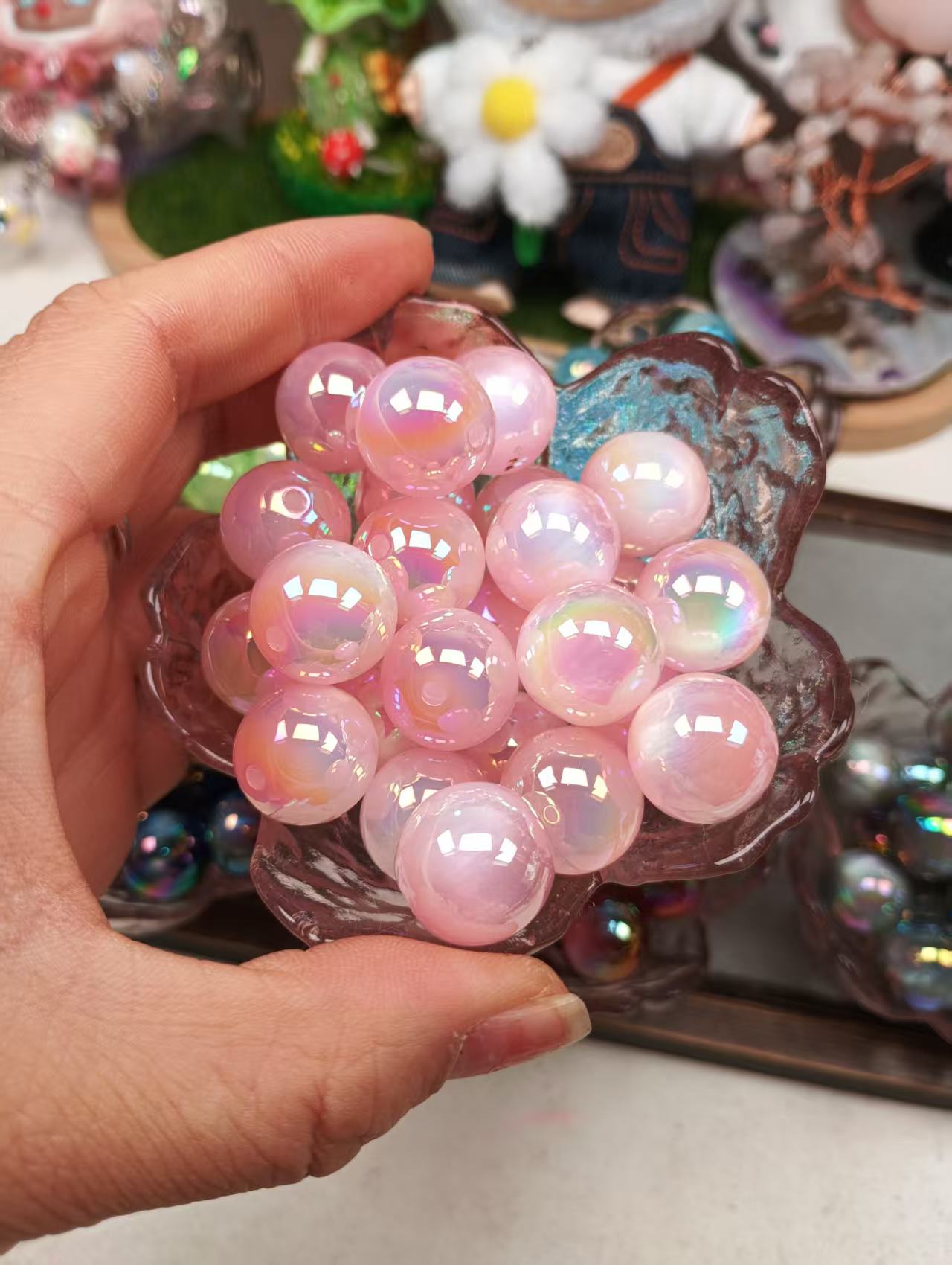 16mm  24pcs cateye resin beads