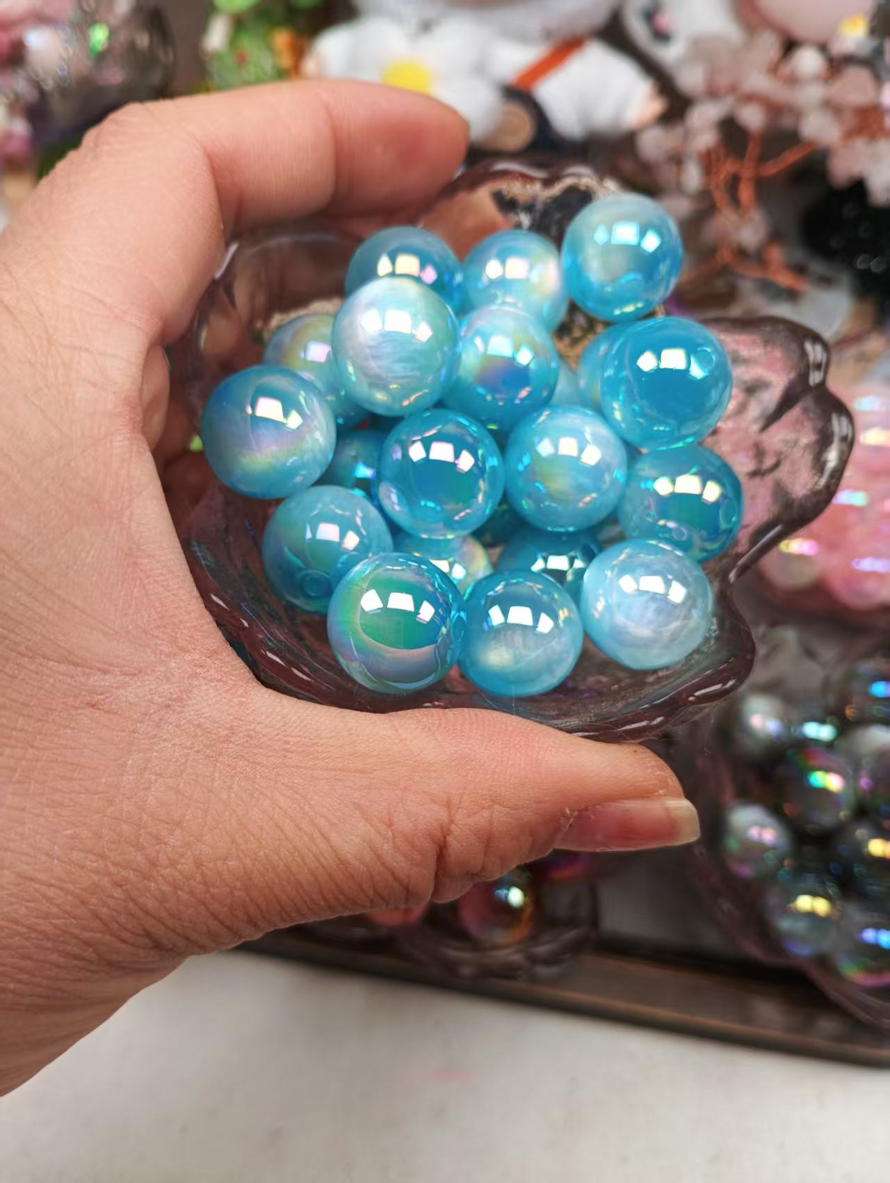 16mm  24pcs cateye resin beads
