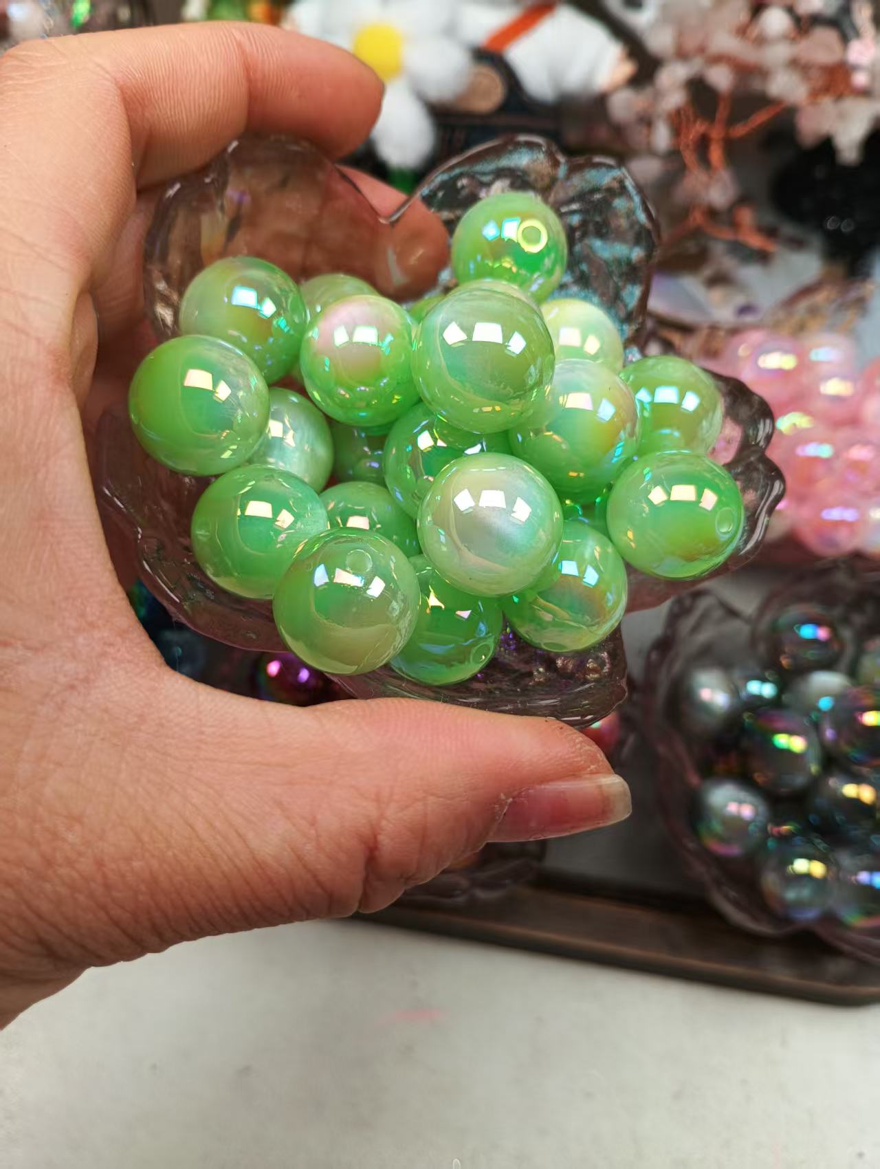 16mm  24pcs cateye resin beads