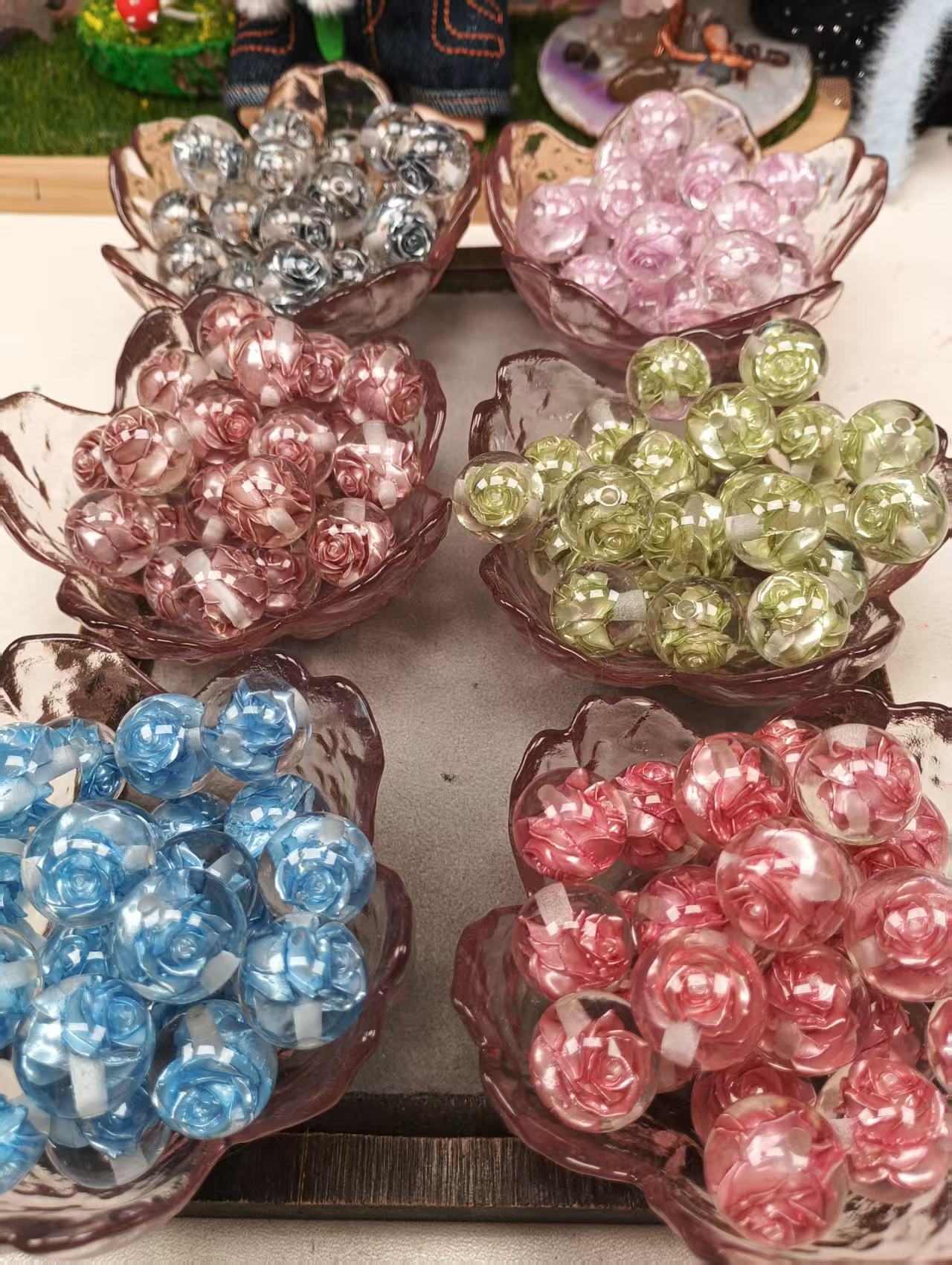 16mm 18pcsrose pen keychain baeds