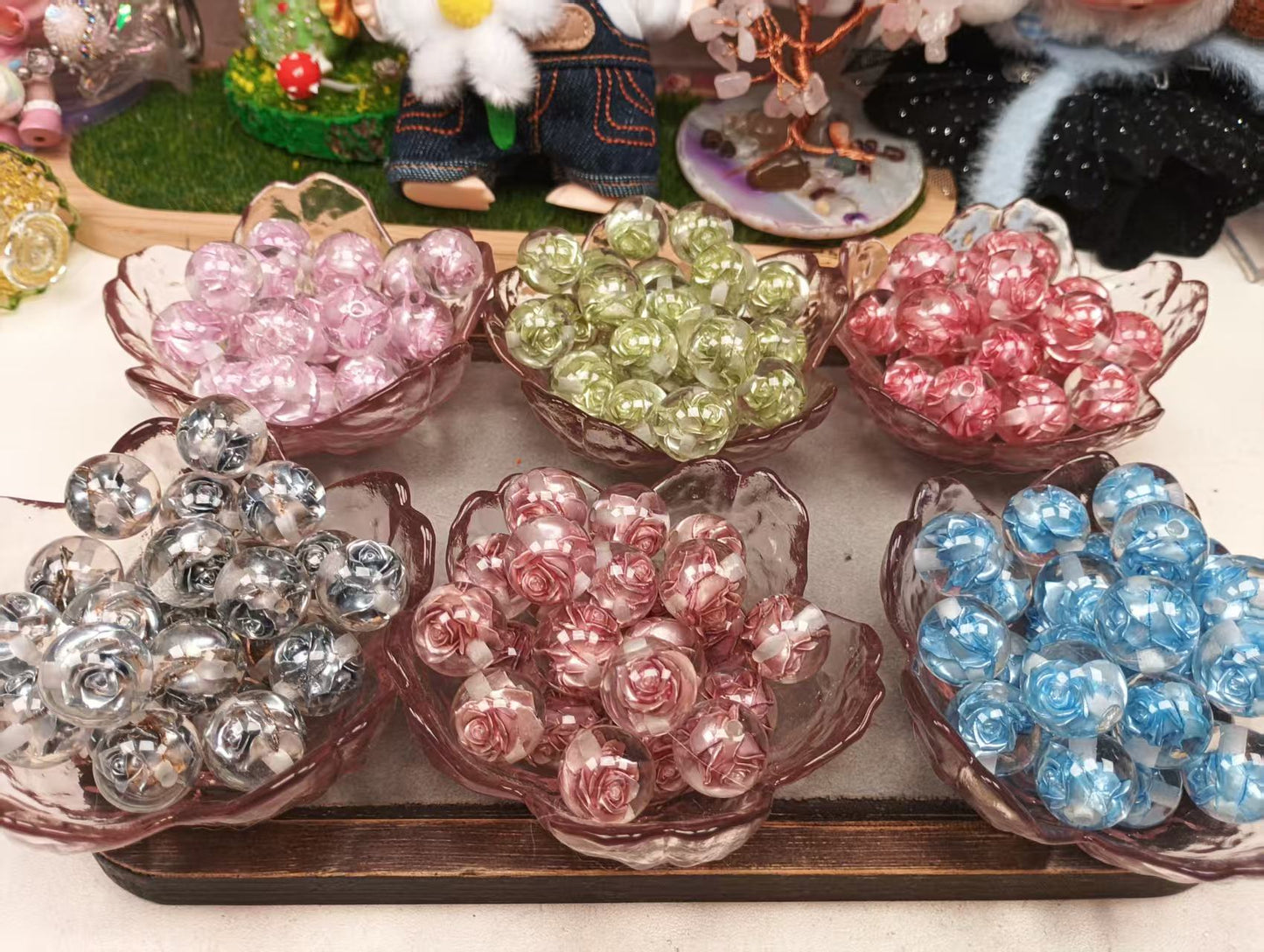 16mm 18pcsrose pen keychain baeds