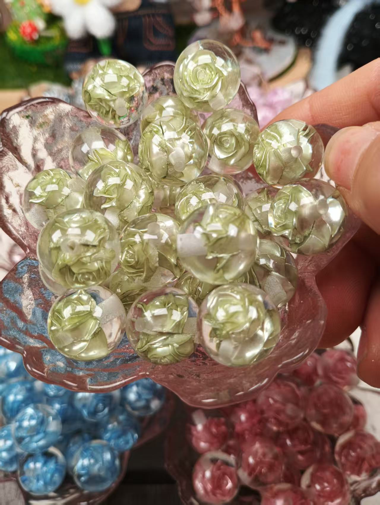 16mm 18pcsrose pen keychain baeds