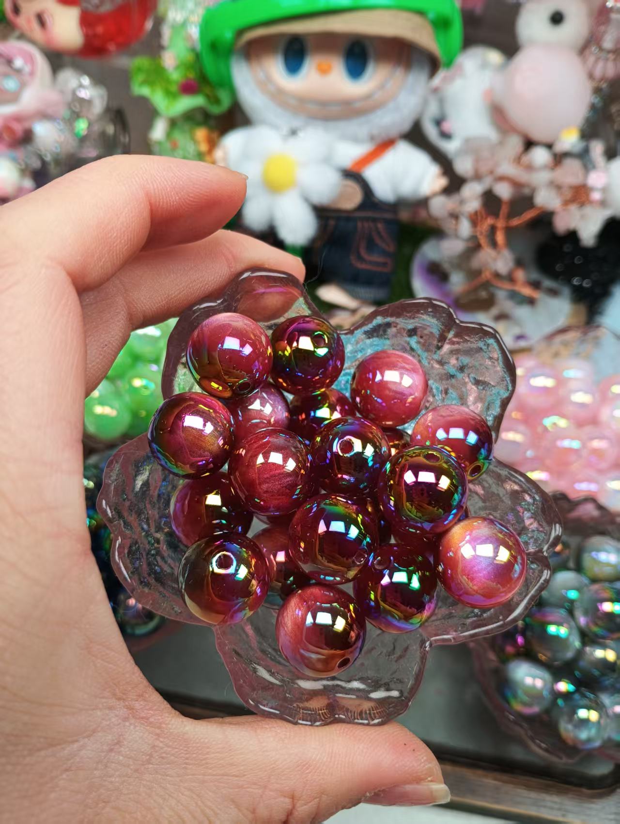 16mm  24pcs cateye resin beads