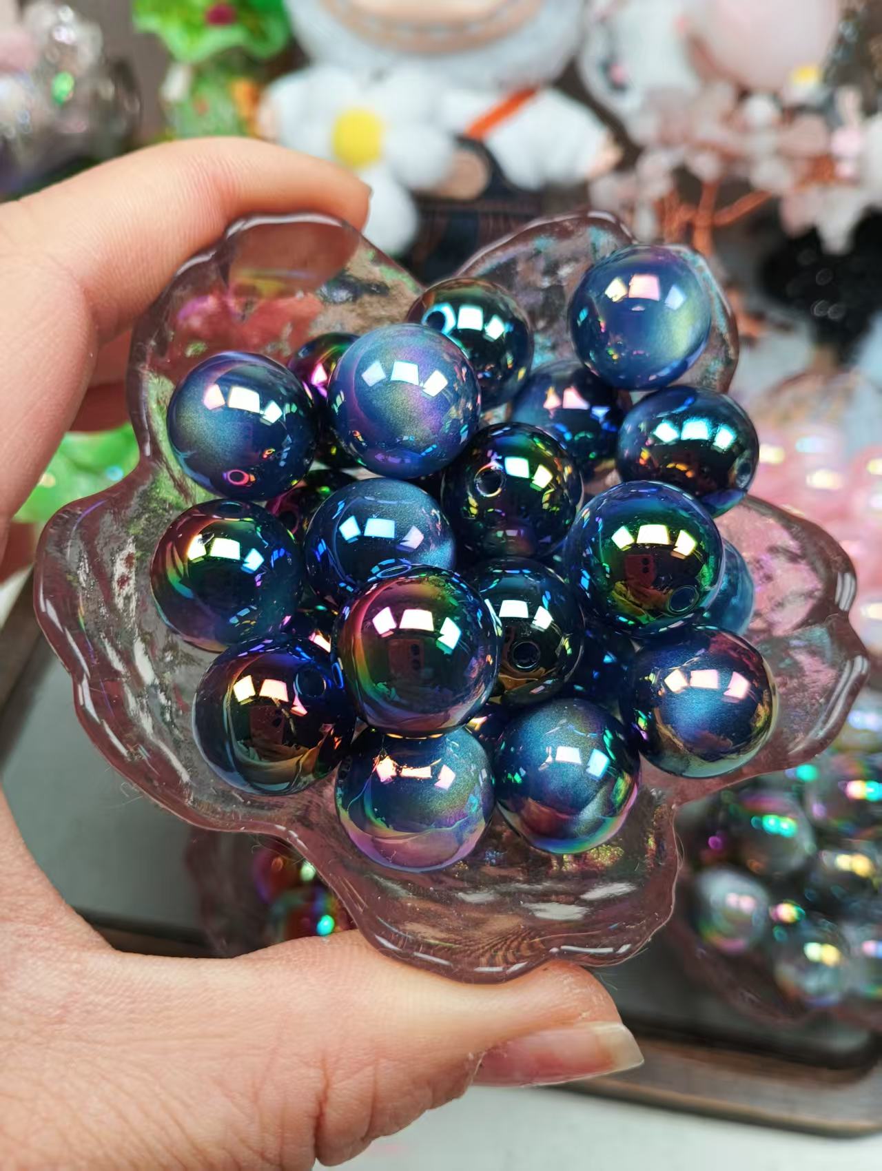 16mm  24pcs cateye resin beads